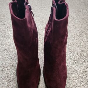 Arturo Chiang Suede Burgundy Heeled Boots